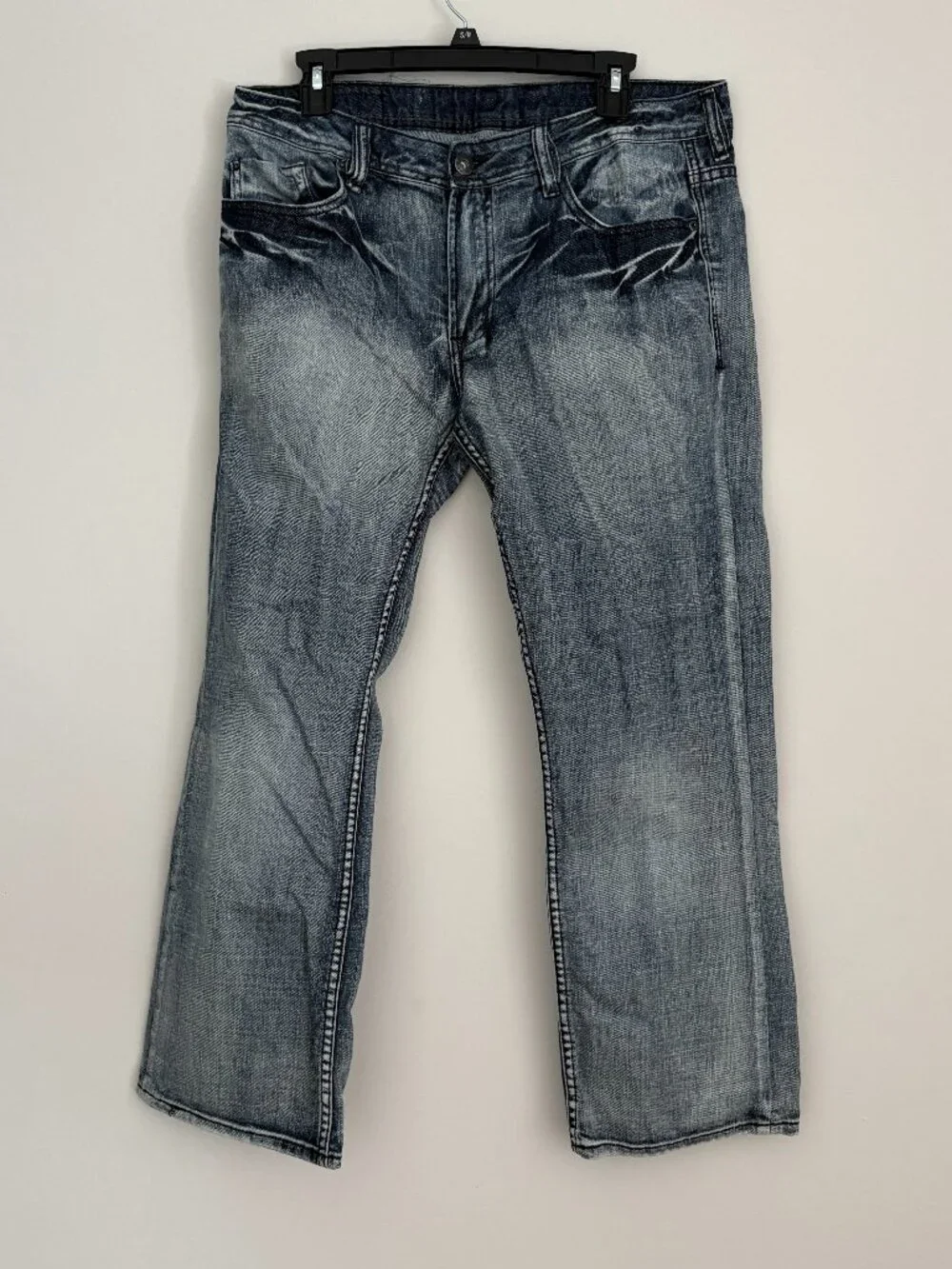 Buffalo David Bitton Acid Wash Distressed Jeans Bootcut Y2K Grunge Streetwear 33